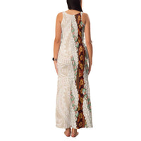 Aloha Hawaii Mikioi Lei Family Matching Tank Maxi Dress and Hawaiian Shirt Cattail Red Tropical Flower Pattern - Polynesian Pride