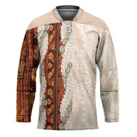 Aloha Hawaii Mikioi Lei Hockey Jersey Cattail Red Tropical Flower Pattern - Polynesian Pride