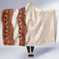Aloha Hawaii Mikioi Lei Hooded Blanket Cattail Red Tropical Flower Pattern LT14 One Size Cattail Red - Polynesian Pride