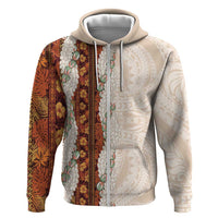 Aloha Hawaii Mikioi Lei Hoodie Cattail Red Tropical Flower Pattern - Polynesian Pride