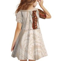 Aloha Hawaii Mikioi Lei Kid Short Sleeve Dress Cattail Red Tropical Flower Pattern - Polynesian Pride