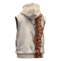 Aloha Hawaii Mikioi Lei Sleeveless Zip Hoodie Cattail Red Tropical Flower Pattern LT14