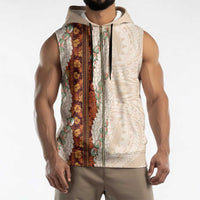 Aloha Hawaii Mikioi Lei Sleeveless Zip Hoodie Cattail Red Tropical Flower Pattern LT14