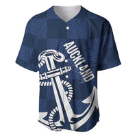 New Zealand Auckland Football Custom Baseball Jersey Navy Blue City Anchor Sky Tower Symbol - Polynesian Pride