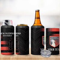 Custom New Caledonia Football 4 in 1 Can Cooler Tumbler Allez Les Cagous Polynesian Pattern LT14 - Polynesian Pride