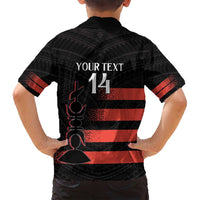 Custom New Caledonia Football Family Matching Off Shoulder Maxi Dress and Hawaiian Shirt Allez Les Cagous Polynesian Pattern