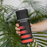 Custom New Caledonia Football Skinny Tumbler Allez Les Cagous Polynesian Pattern LT14 - Polynesian Pride