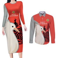 Custom Nouvelle-Caledonie Football Couples Matching Long Sleeve Bodycon Dress and Long Sleeve Button Shirt Allez Les Cagous Simple Style