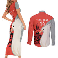 Custom Nouvelle-Caledonie Football Couples Matching Short Sleeve Bodycon Dress and Long Sleeve Button Shirt Allez Les Cagous Simple Style