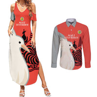 Custom Nouvelle-Caledonie Football Couples Matching Summer Maxi Dress and Long Sleeve Button Shirt Allez Les Cagous Simple Style