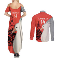 Custom Nouvelle-Caledonie Football Couples Matching Summer Maxi Dress and Long Sleeve Button Shirt Allez Les Cagous Simple Style