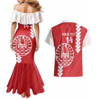 Custom Tahiti Football Couples Matching Mermaid Dress and Hawaiian Shirt Go Toa Aito LT14 - Polynesian Pride