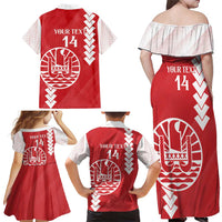 Custom Tahiti Football Family Matching Off Shoulder Maxi Dress and Hawaiian Shirt Go Toa Aito LT14 - Polynesian Pride