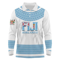 Custom Fiji Tapa Football Long Sleeve Polo Shirt Go Bula Boy!