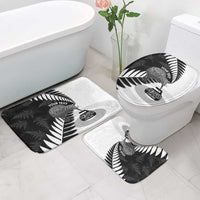 New Zealand Silver Fern Curling Personalised Bathroom Set Aotearoa Kiwi Ponga Black White Version - Polynesian Pride