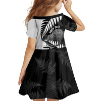 New Zealand Silver Fern Curling Personalised Family Matching Summer Maxi Dress and Hawaiian Shirt Aotearoa Kiwi Ponga Black White Version LT14 - Polynesian Pride