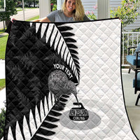 New Zealand Silver Fern Curling Personalised Quilt Aotearoa Kiwi Ponga Black White Version LT14 Black - Polynesian Pride