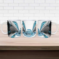 New Zealand Silver Fern Curling Personalised Ceramic Mug Aotearoa Kiwi Ponga Paua Shell Version - Polynesian Pride