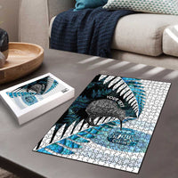 New Zealand Silver Fern Curling Personalised Puzzle Aotearoa Kiwi Ponga Paua Shell Version LT14 - Polynesian Pride