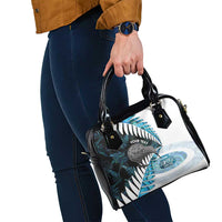 New Zealand Silver Fern Curling Personalised Shoulder Handbag Aotearoa Kiwi Ponga Paua Shell Version LT14 - Polynesian Pride