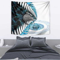 New Zealand Silver Fern Curling Personalised Tapestry Aotearoa Kiwi Ponga Paua Shell Version - Polynesian Pride