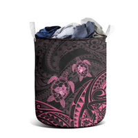 Pink Black Polynesia Floral Sea Turtle Laundry Basket LT14 - Polynesian Pride