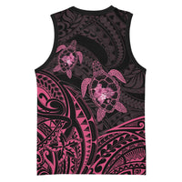 Pink Black Polynesia Floral Sea Turtle Basketball Jersey - Polynesian Pride