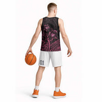 Pink Black Polynesia Floral Sea Turtle Basketball Jersey - Polynesian Pride