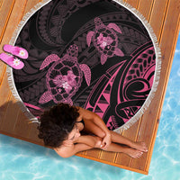 Pink Black Polynesia Floral Sea Turtle Beach Blanket - Polynesian Pride