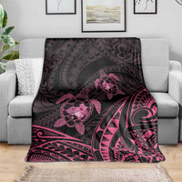 Pink Black Polynesia Floral Sea Turtle Blanket - Polynesian Pride
