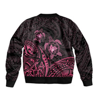 Pink Black Polynesia Floral Sea Turtle Bomber Jacket LT14 - Polynesian Pride