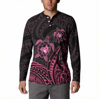 Pink Black Polynesia Floral Sea Turtle Button Sweatshirt - Polynesian Pride