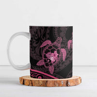 Pink Black Polynesia Floral Sea Turtle Ceramic Mug - Polynesian Pride