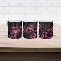 Pink Black Polynesia Floral Sea Turtle Ceramic Mug - Polynesian Pride
