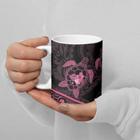 Pink Black Polynesia Floral Sea Turtle Ceramic Mug - Polynesian Pride
