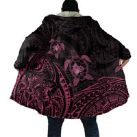 Pink Black Polynesia Floral Sea Turtle Cloak - Polynesian Pride