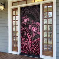 Pink Black Polynesia Floral Sea Turtle Door Cover - Polynesian Pride