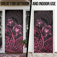 Pink Black Polynesia Floral Sea Turtle Door Cover - Polynesian Pride