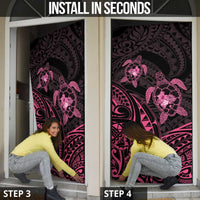 Pink Black Polynesia Floral Sea Turtle Door Cover - Polynesian Pride