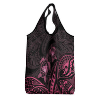 Pink Black Polynesia Floral Sea Turtle Grocery Bag - Polynesian Pride