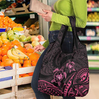 Pink Black Polynesia Floral Sea Turtle Grocery Bag - Polynesian Pride