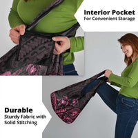 Pink Black Polynesia Floral Sea Turtle Grocery Bag - Polynesian Pride