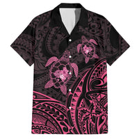 Pink Black Polynesia Floral Sea Turtle Hawaiian Shirt - Polynesian Pride