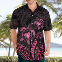 Pink Black Polynesia Floral Sea Turtle Hawaiian Shirt - Polynesian Pride