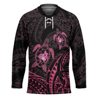 Pink Black Polynesia Floral Sea Turtle Hockey Jersey - Polynesian Pride