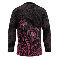 Pink Black Polynesia Floral Sea Turtle Hockey Jersey - Polynesian Pride