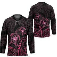 Pink Black Polynesia Floral Sea Turtle Hockey Jersey - Polynesian Pride