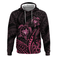 Pink Black Polynesia Floral Sea Turtle Hoodie - Polynesian Pride