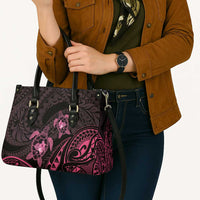 Pink Black Polynesia Floral Sea Turtle Leather Bag LT14 - Polynesian Pride
