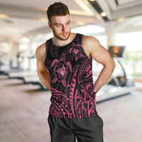 Pink Black Polynesia Floral Sea Turtle Men Tank Top - Polynesian Pride